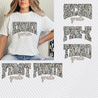 Camo Grade Level T-Shirt *Back to School Sale*
